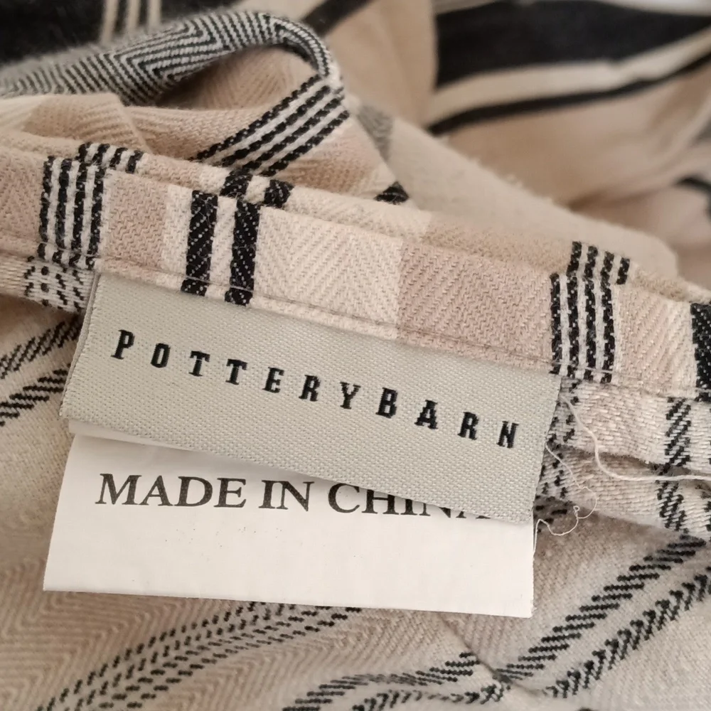 Pottery Barn Cotton Herringbone Awning Stripe King Duvet